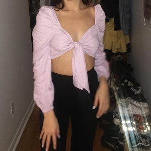 Cutest pastel purple front tie top